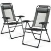 Adjustable Recliner Folding Chairs with 7 Level Backrest - Gray - 2 PCS